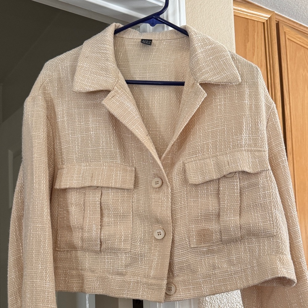SHEIN Beige Textured Blazer